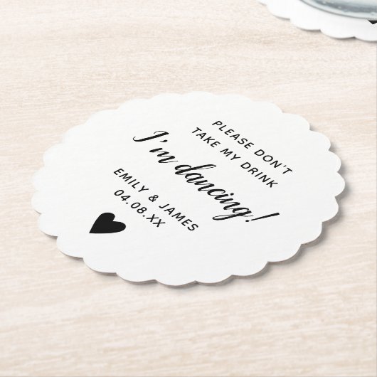 Hochzeitglass Topper Script Liebe Herz-Scallop Untersetzer (angewinkelt)