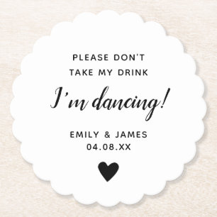 Hochzeitglass Topper Script Liebe Herz-Scallop Untersetzer