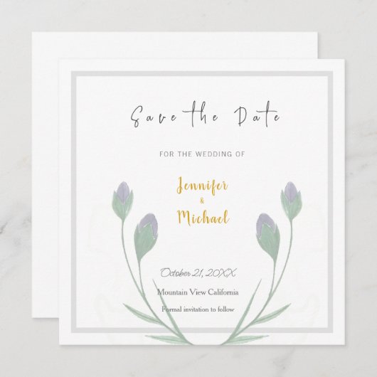 HochzeitGold-Farbkalligraphie-Skript Save the Date (Vorne/Hinten)