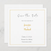 HochzeitGold-Farbkalligraphie-Skript Save the Date Einladung (Vorne/Hinten)