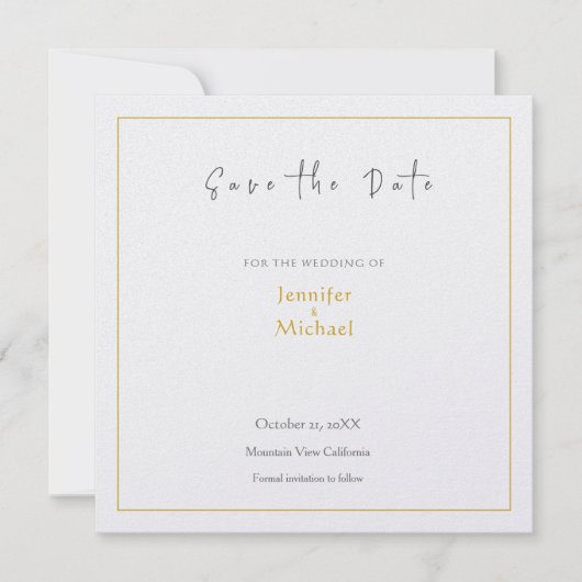 HochzeitGold-Farbkalligraphie-Skript Save the Date Einladung (Vorderseite)