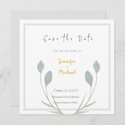 HochzeitGold-Farbkalligraphie-Skript Save the Date Einladung (Vorne/Hinten)