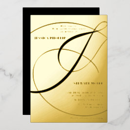 Hochzeitgold für Skripte und schwarze Kalligrafie Folieneinladung
