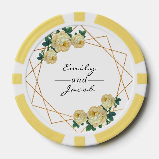 HochzeitGold Glitzer Geo Gelbe Blumenbezeichnungen Pokerchips (Vorderseite)