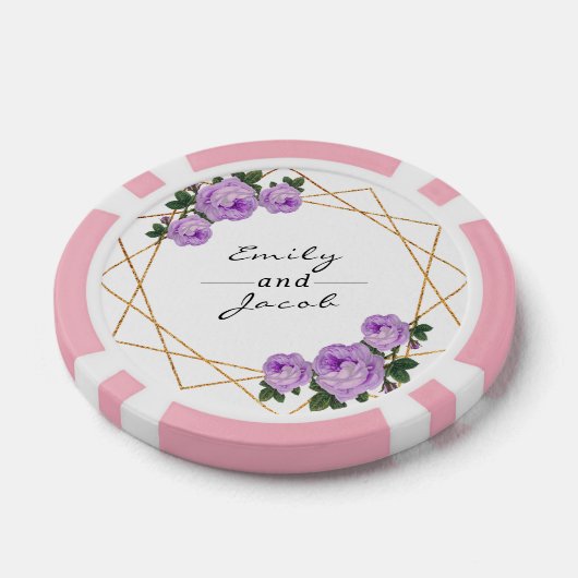 HochzeitGold Glitzer Geo Lila Blumenbezeichnungen Pokerchips (Einzeln)