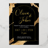 Hochzeitgold mit modernem QR-Code Folieneinladung (Vorderseite)