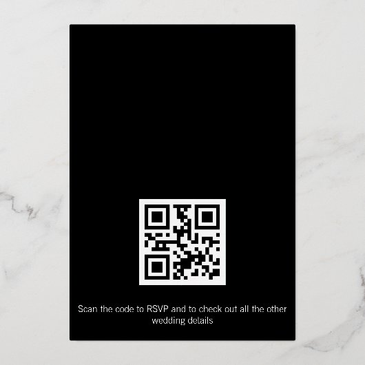Hochzeitgold mit modernem QR-Code Folieneinladung (Rückseite)
