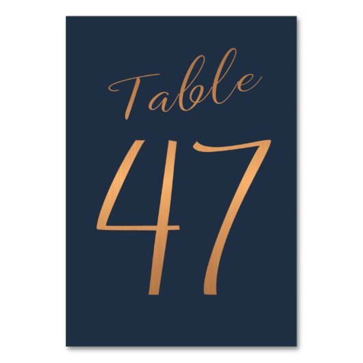 Hochzeitgold-Rose Kupfer-Glitzer Tischnummer (Vorderseite)