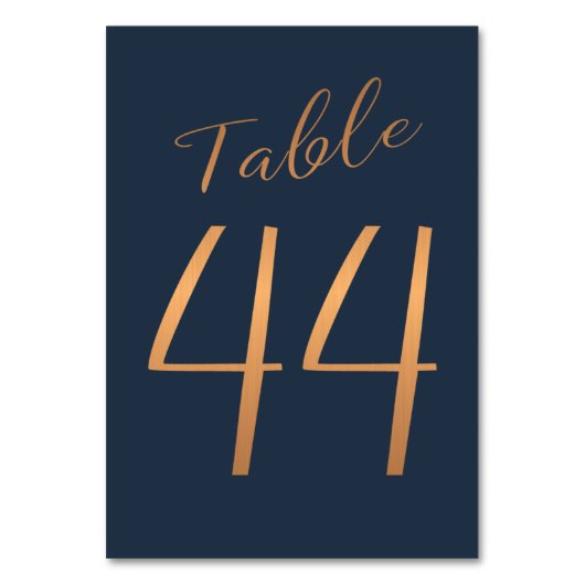 Hochzeitgold-Rose Kupfer-Glitzer Tischnummer (Vorderseite)