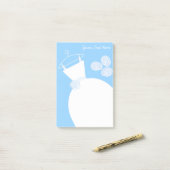 Hochzeitgown-Blauer Text Post-it Klebezettel (Auf Schreibtisch)