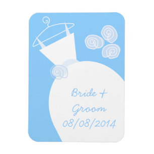 Hochzeitgown Blue "Name and Date" Kühlschrankmagne Magnet