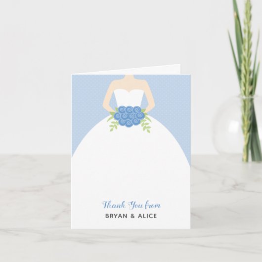 Hochzeitgown Danke-Card (Pastellblau) Dankeskarte (Vorderseite)