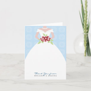 Hochzeitgown Danke-Karte (blau) Dankeskarte