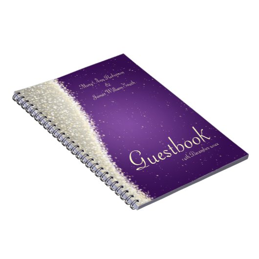 Hochzeitguestbook-Blendungs-Glitzern lila Notizblock (Rechte Seite)