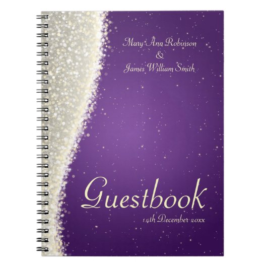 Hochzeitguestbook-Blendungs-Glitzern lila Notizblock (Vorderseite)