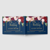 Hochzeitguestbook Burgundy Navy Gold Blume Gästebuch (Voll)