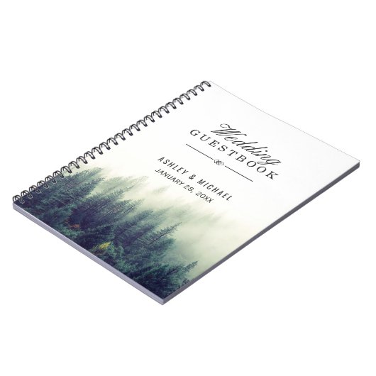 HochzeitGuestbook - eleganter Kiefer-Wald Notizblock (Linke Seite)