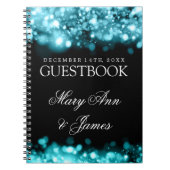 Hochzeitguestbook-funkelnder Licht-Türkis Notizblock (Vorderseite)