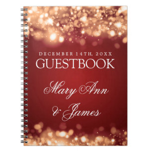 Hochzeitguestbook-funkelndes Licht-Gold Notizblock