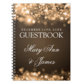 Hochzeitguestbook-funkelndes Licht-Gold Notizblock (Vorderseite)