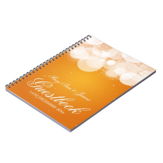 Hochzeitguestbook-Glühen-u. Schein-Orange Notizblock (Linke Seite)