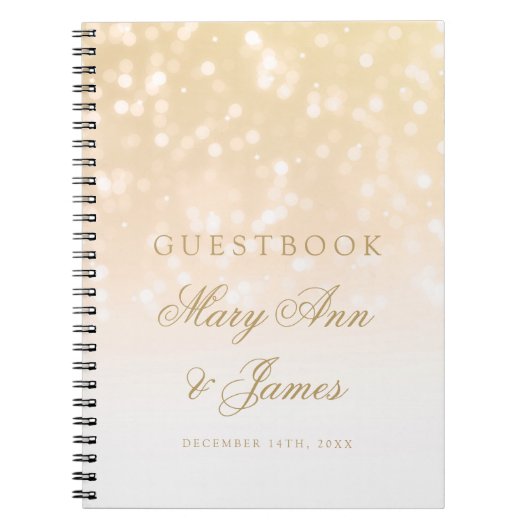 Hochzeitguestbook-GoldBokeh Schein-Lichter Notizblock (Vorderseite)