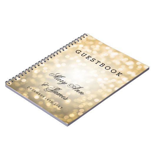 Hochzeitguestbook-GoldGlitzer-Lichter Notizblock (Linke Seite)