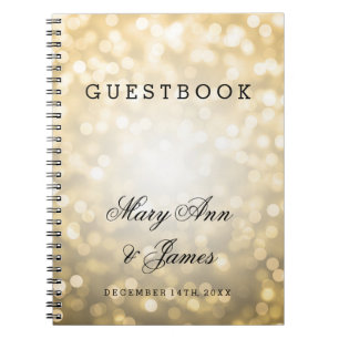 Hochzeitguestbook-GoldGlitzer-Lichter Notizblock