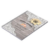 Hochzeitguestbook Lace Sunflower Wood String Light Notizblock (Linke Seite)