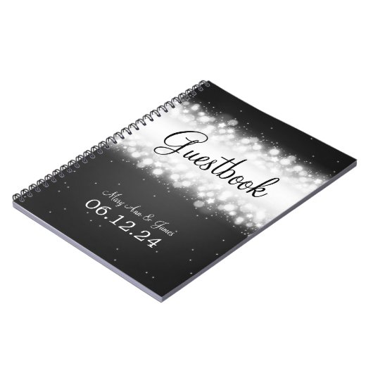 Hochzeitguestbook-magisches Schein-Schwarzes Notizblock (Linke Seite)