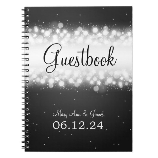 Hochzeitguestbook-magisches Schein-Schwarzes Notizblock (Vorderseite)