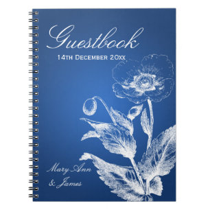 Hochzeitguestbook-Mohnblumen-Blau Notizblock