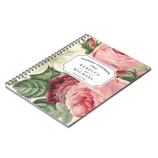 HochzeitGuestbook - Vintage botanische Blumen Notizblock (Linke Seite)