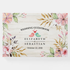 Hochzeitguestbook Wasserfarben Blume Rustikales Ho Gästebuch