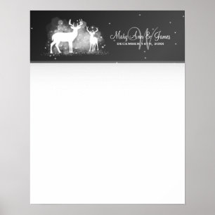 Hochzeitguestbook Winter Deer Sparkle Black Poster