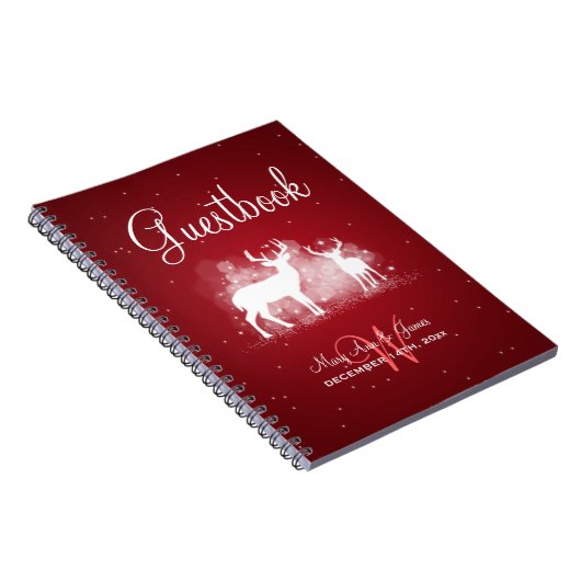 Hochzeitguestbook-Winter-Rotwild-Schein-Rot Notizblock (Rechte Seite)