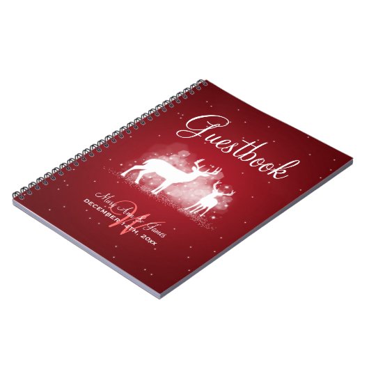 Hochzeitguestbook-Winter-Rotwild-Schein-Rot Notizblock (Linke Seite)
