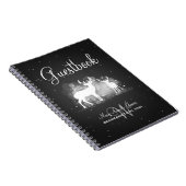 Hochzeitguestbook-Winter-Rotwild-Schein-Schwarzes Notizblock (Rechte Seite)