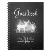Hochzeitguestbook-Winter-Rotwild-Schein-Schwarzes Notizblock (Vorderseite)