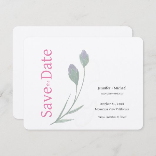 Hochzeitheiratskalligrafie Schwarz-weiß Save The Date (Vorne/Hinten)