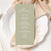 Hochzeitkalligrafie Dinner Menü Seite Grün Menükarte