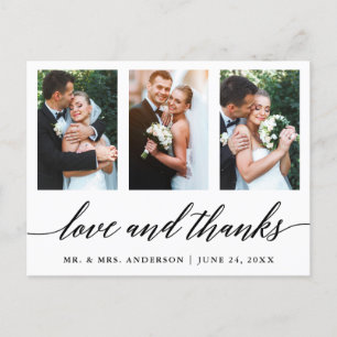 Hochzeitkalligrafie-Liebe und Dank 3 Foto Postkarte