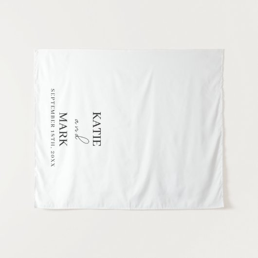 Hochzeitkalligrafie Schwarz-weißer Tischläufer Wandteppich (Vorderseite (Horizontal))