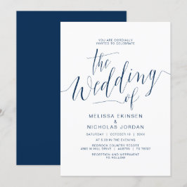 Hochzeitkalligrafie, Simple Navy Blue Lässig Einladung