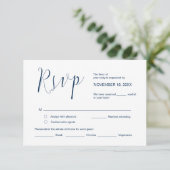 Hochzeitkalligrafie, Simple Navy Blue Script, UAWG Begleitkarte (Stehend Vorderseite)