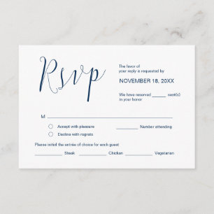 Hochzeitkalligrafie, Simple Navy Blue Script, UAWG Begleitkarte
