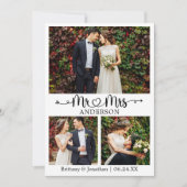 Hochzeitkalligraphie Herz 3 Foto Mr. and Mrs. Dankeskarte (Vorderseite)