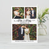 Hochzeitkalligraphie Herzchen und Foto 3 Dankeskarte (Stehend Vorderseite)