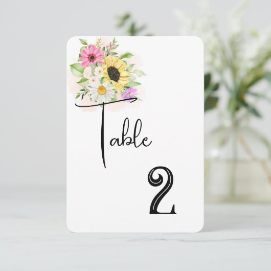 Hochzeitkarte für die Tischnummer (Stehend Vorderseite)