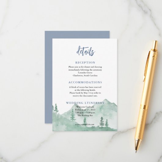 Hochzeitkarten für Naturwald Begleitkarte (Vorderseite/Rückseite Beispiel)